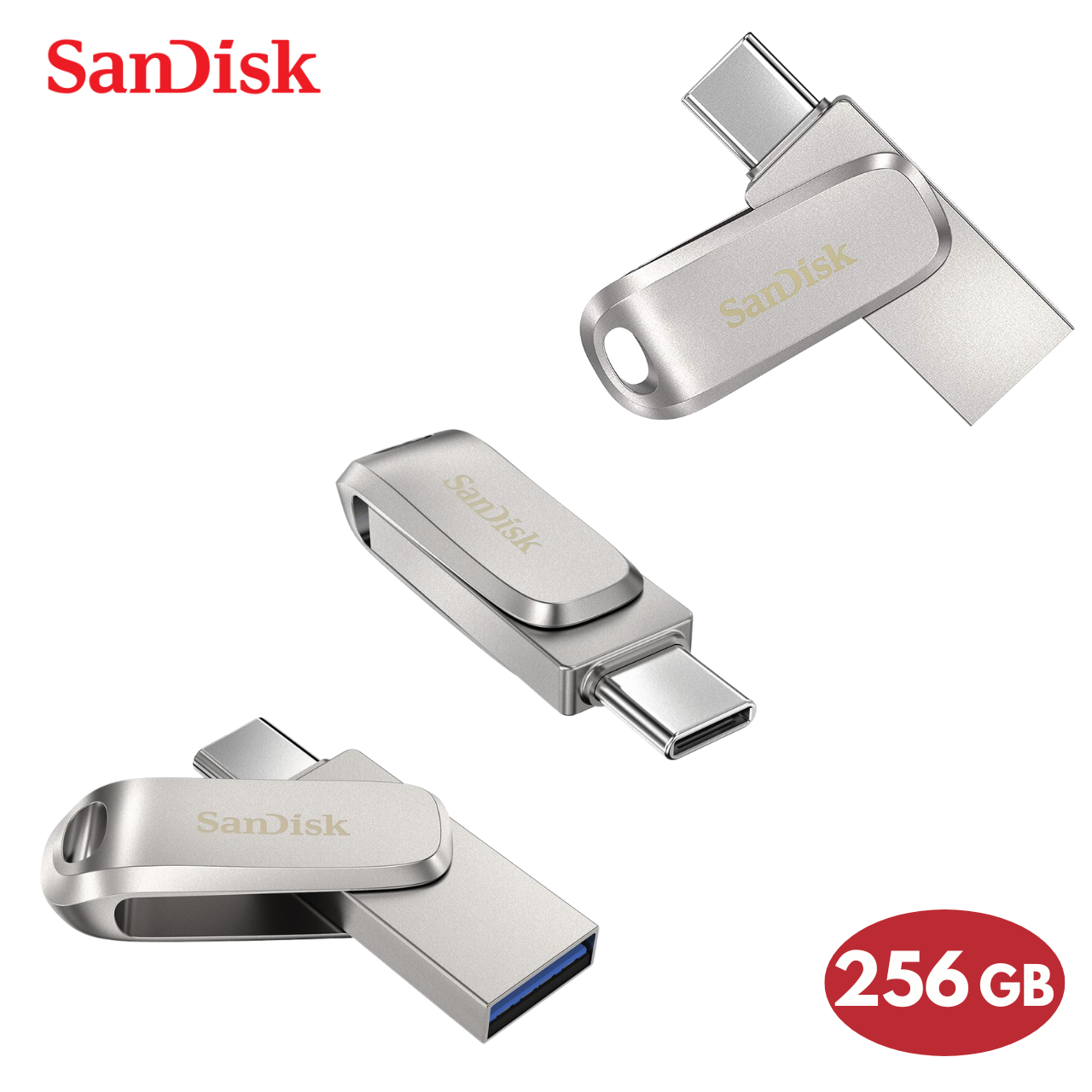 SanDisk Ultra Dual Drive Luxe USB Type-C 256GB Flash Drive for